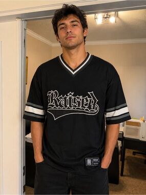 Black V-Neck Short Sleeve Jersey
